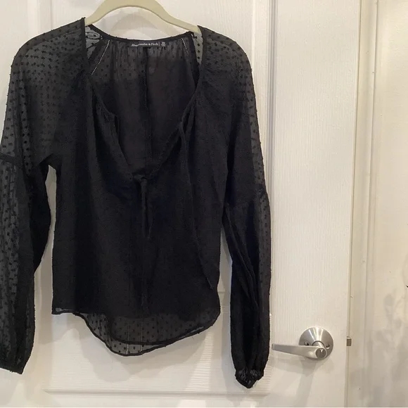 Abercrombie & Fitch Black Sheer Blouse - Picture 2 of 9